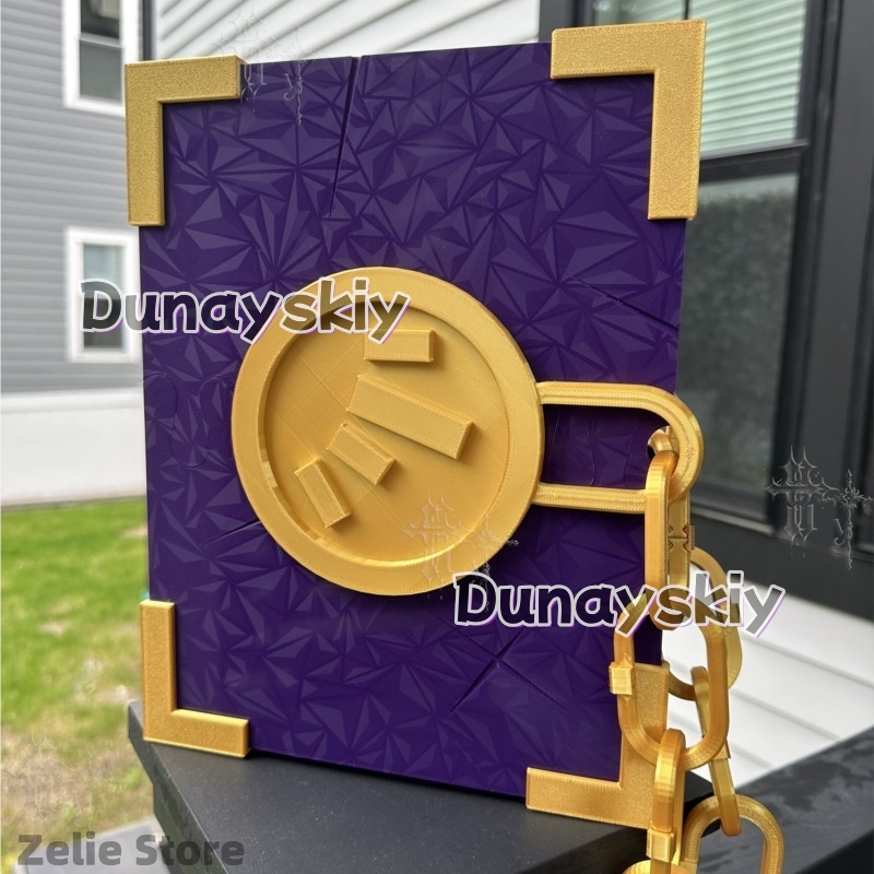 Cosplay Prop Book - สมุดกระดาษเช็ดหน้าแบบนิ้วกลางของลิมบัส คอมพานี พร้อมโซ่สีม่วงทอง ของสะสมจากนิยายอัศวิน สำหรับคอสเพลย์ อนิเมะ