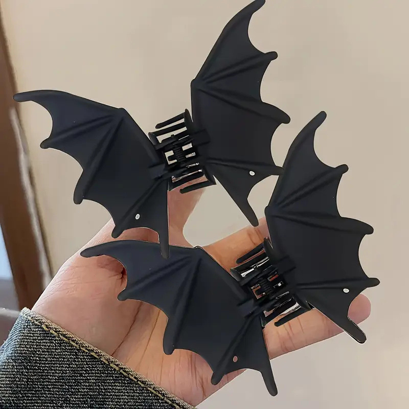 Cosplay Bat Prop - กิ๊บติดผมรูปกรงเล็บค้างคาวสีดำด้าน กิ๊บผมพังก์แบบกอธิค กิ๊บหนีบผมกันลื่น อุปกรณ์เสริมผมสำหรับงานปาร์ตี้ฮาโลวีน