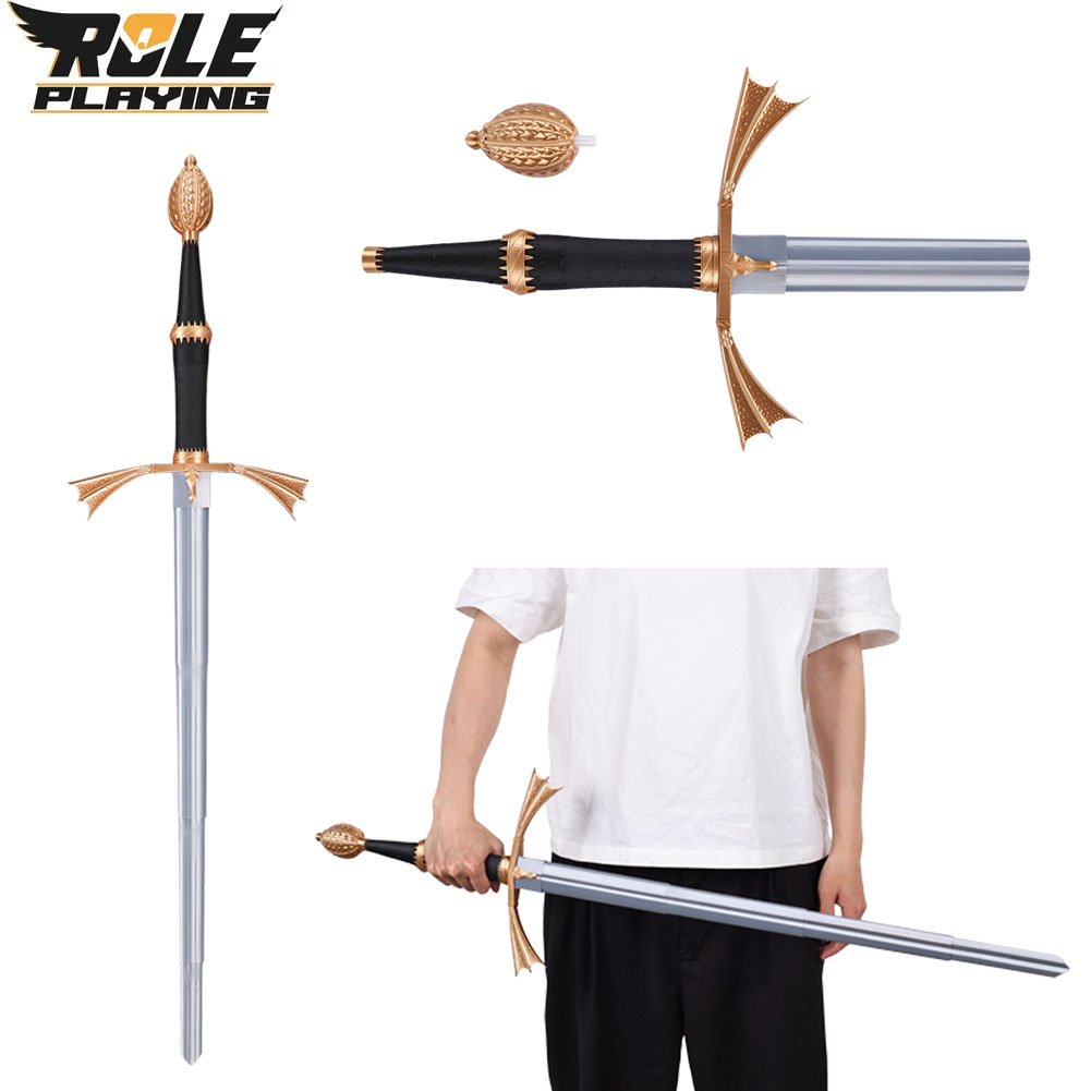 Cosplay Prop Dagger - ดาบพลาสติกสีเงินแบบพับได้สำหรับคอสเพลย์ ดาบมังกร อุปกรณ์ตกแต่งชุดแฟนซีสำหรับผู้ใหญ่ชาย ของตกแต่งคอสเพลย์ ดาบปลอม สำหรับฮาโลวีน