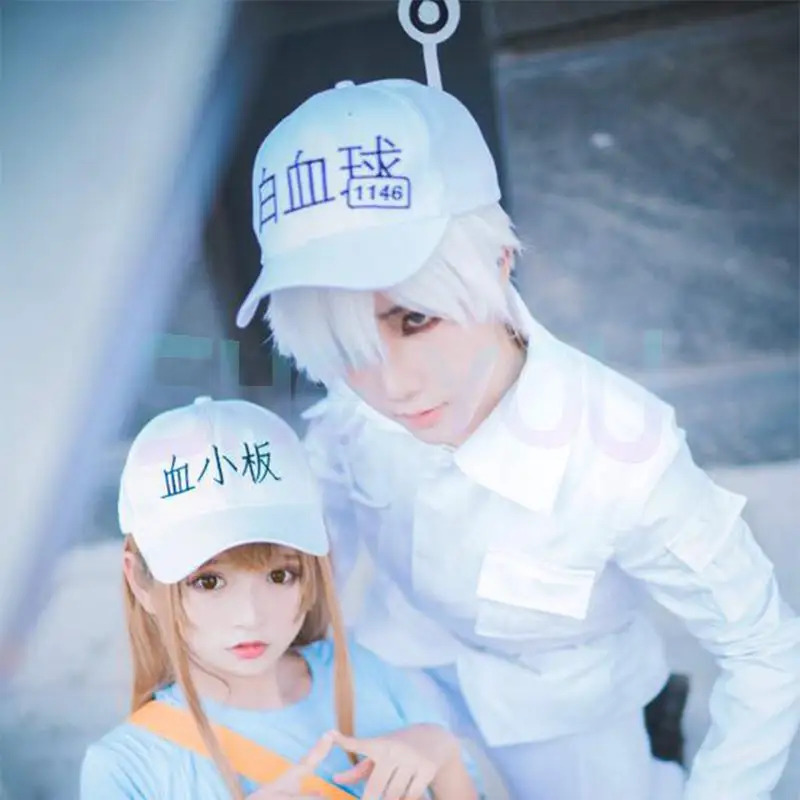 Cosplay Prop Works - ชุดคอสเพลย์เซลล์ที่ทำงาน ชุดยูนิฟอร์มเซลล์นิวโทรฟิล หมวก ของเล่นเสริม อนิเมะ ฮาตารากุ